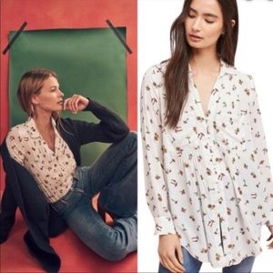 Anthropologie White Mushroom Blouse